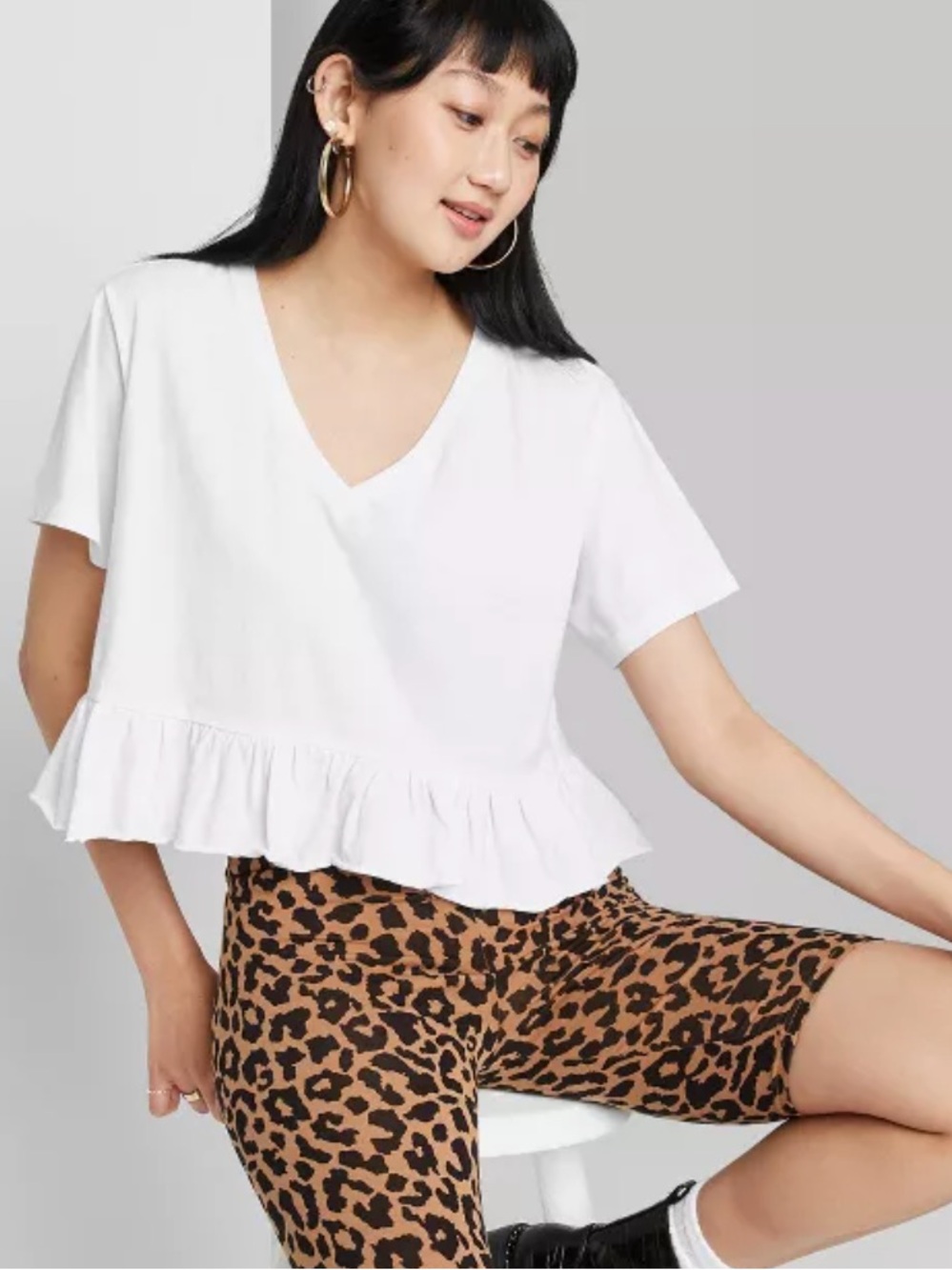 Zara White Peplum Top Size Medium